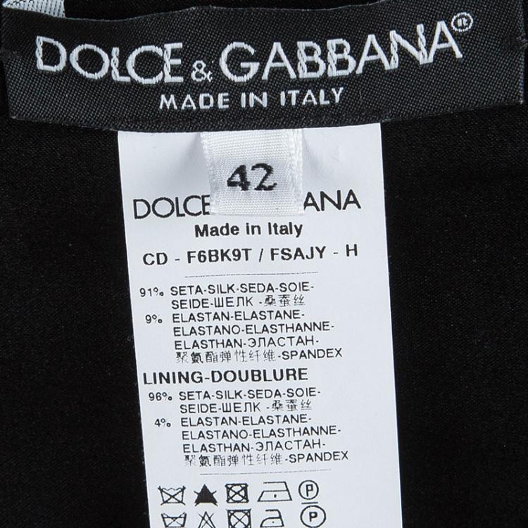 Pre Owned Dolce And Gabbana Black Silk Floral Print Draped Dress M