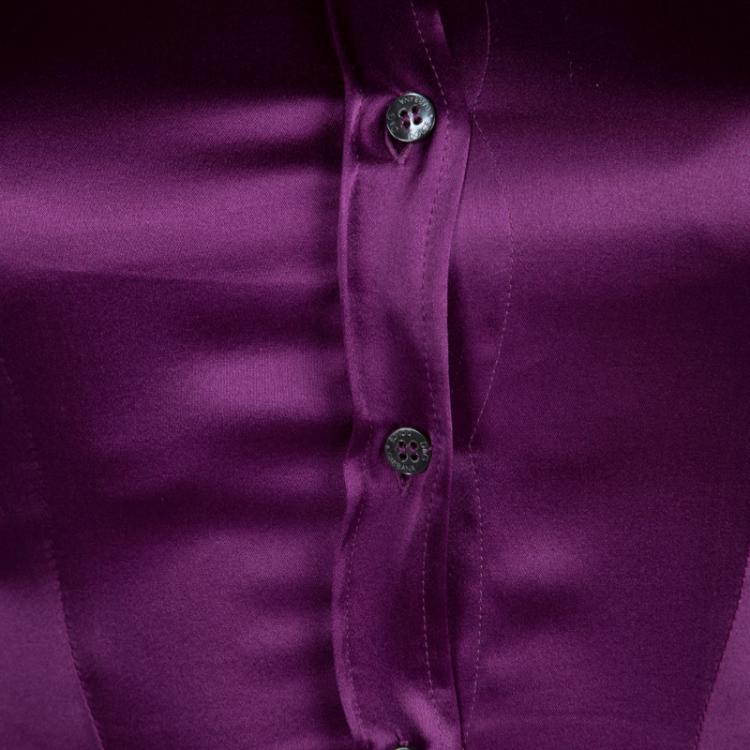 Pre Owned Dolce And Gabbana Purple Silk Long Sleeve Button Down Shirt S