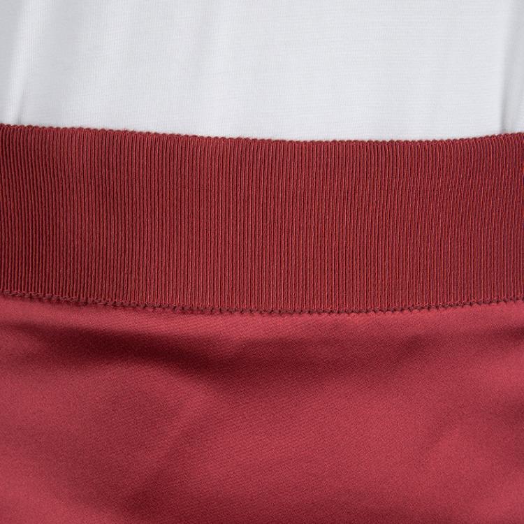 Pre Owned Dolce and Gabbana Red Satin Pencil Skirt S