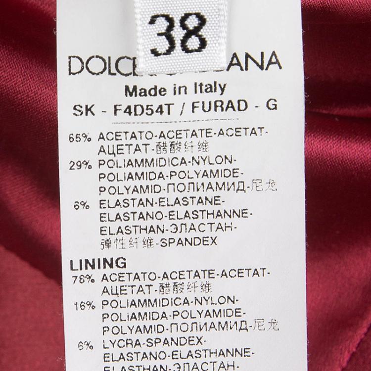 Pre Owned Dolce and Gabbana Red Satin Pencil Skirt S