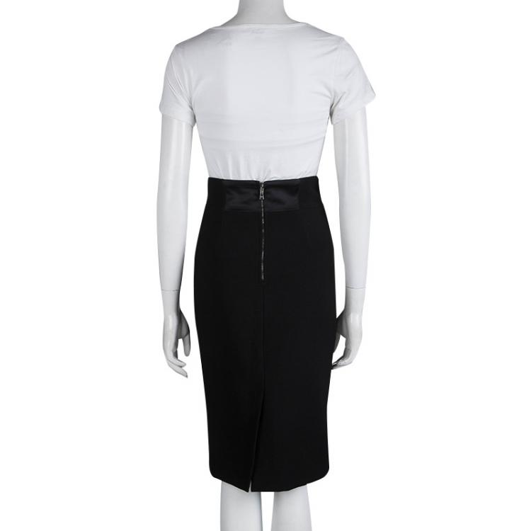 Pre Owned Dolce and Gabbana Black Wool Pencil Skirt S