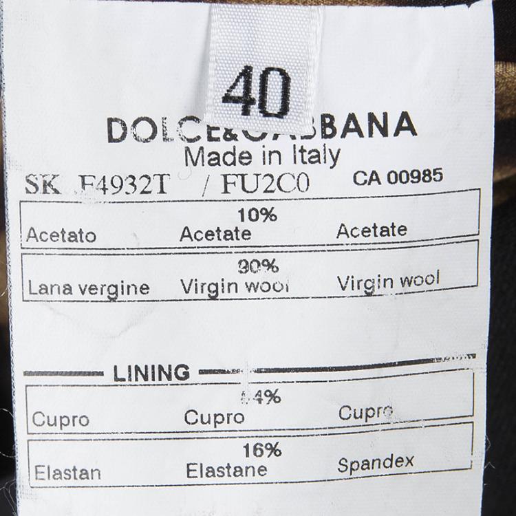 Pre Owned Dolce and Gabbana Black Wool Pencil Skirt S