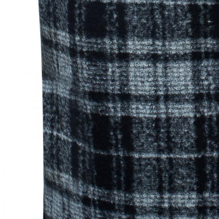 Pre Owned Dolce and Gabbana Grey Wool Plaid Skirt S