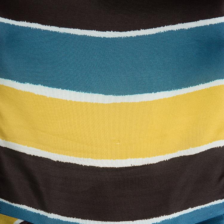 Pre Owned Dolce and Gabbana Multicolor Striped Silk Organza Dress L