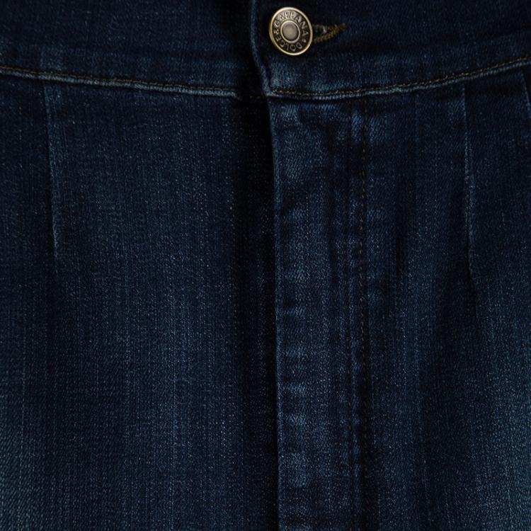 Pre Owned Dolce and Gabbana Indigo Dark Wash Denim High Waist Jeans S