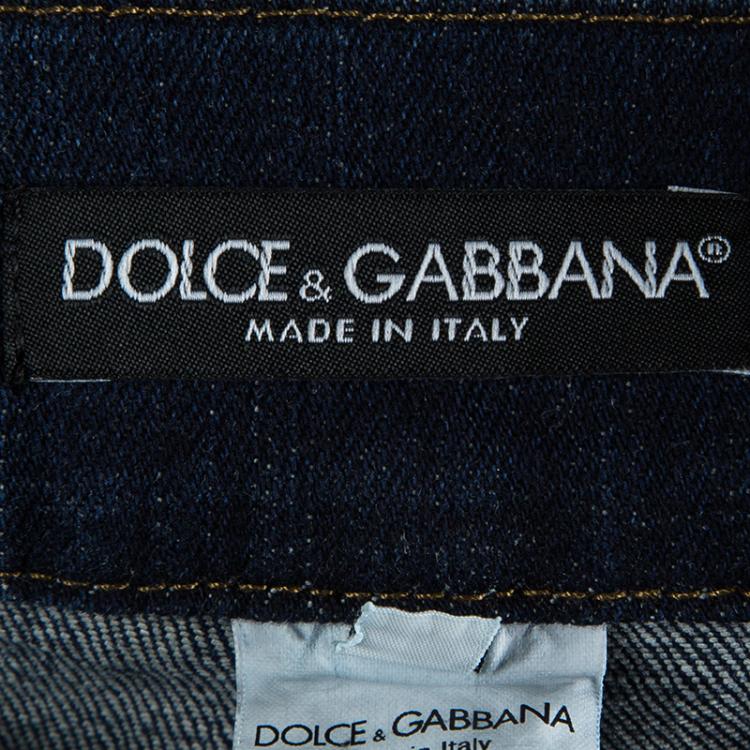 Pre Owned Dolce and Gabbana Indigo Dark Wash Denim High Waist Jeans S