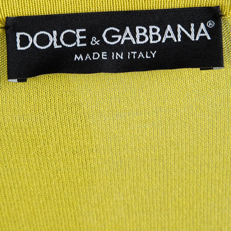 Pre Owned Dolce and Gabbana Yellow Silk Knit Short Sleeve Top S