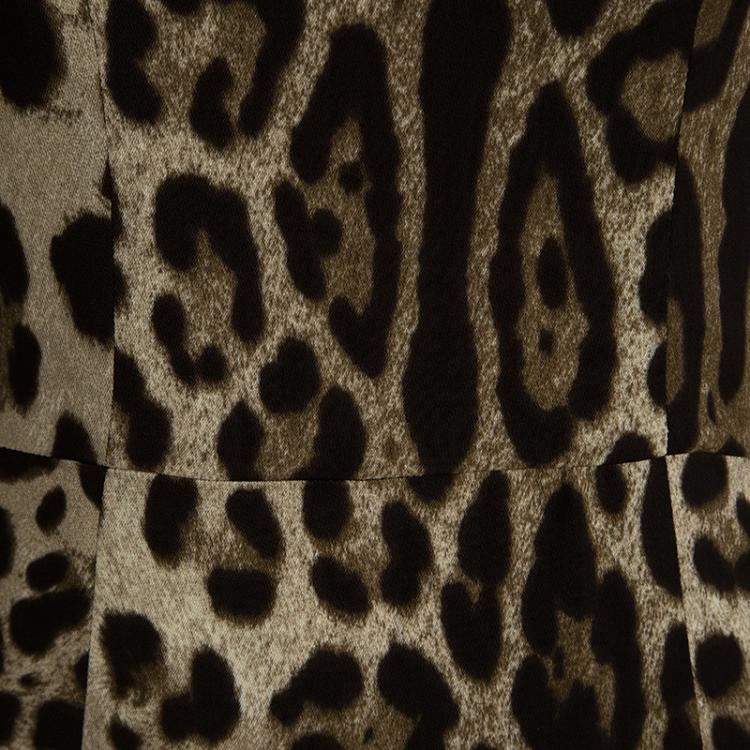 Pre Owned Dolce And Gabbana Leopard Printed Silk Sleeveless Midi Dress M