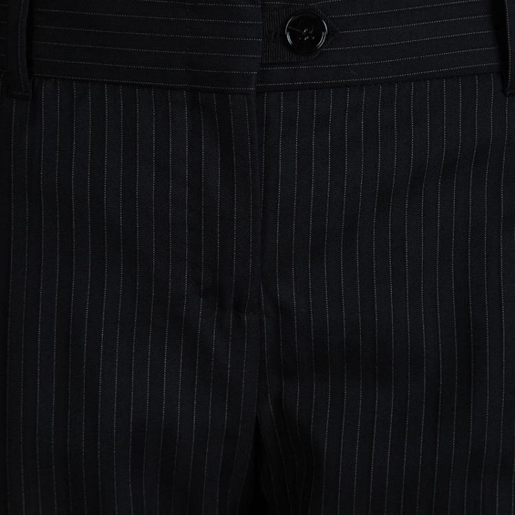 Pre Owned Dolce & Gabbana Black Wool Pinstriped Trousers S