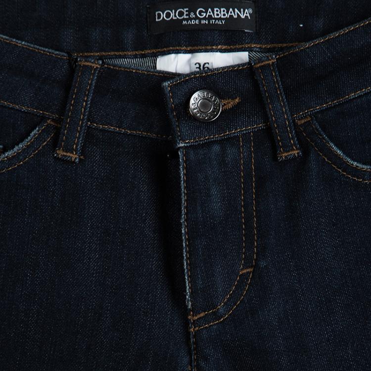 Pre Owned Dolce and Gabbana Indigo Dark Wash Denim Fitted Cute Jeans XS