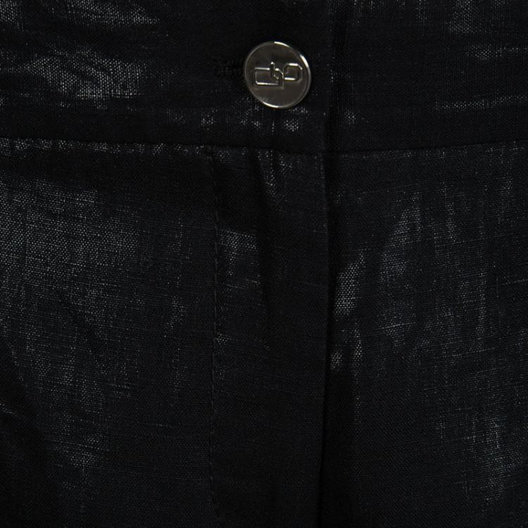 Pre Owned Dolce And Gabbana Black High Waist Wide Leg Trousers L