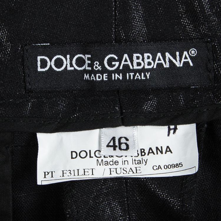 Pre Owned Dolce And Gabbana Black High Waist Wide Leg Trousers L