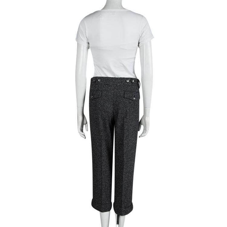 Pre Owned Dolce And Gabbana Grey Tweed Cropped Pants M