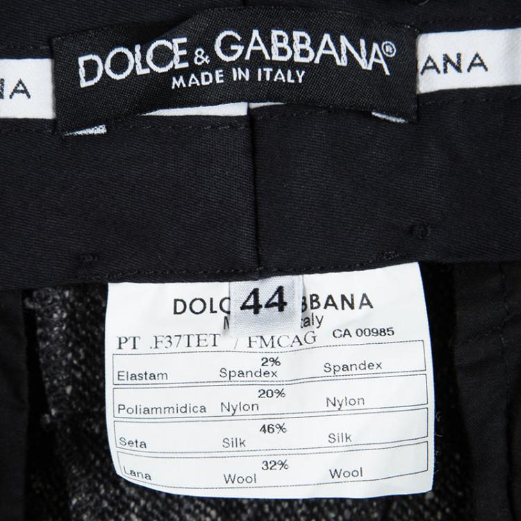 Pre Owned Dolce And Gabbana Grey Tweed Cropped Pants M