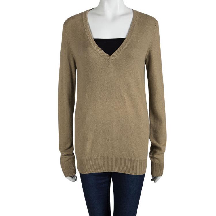 Pre Owned Dolce And Gabbana Brown Cashmere Embellished Sweater M
