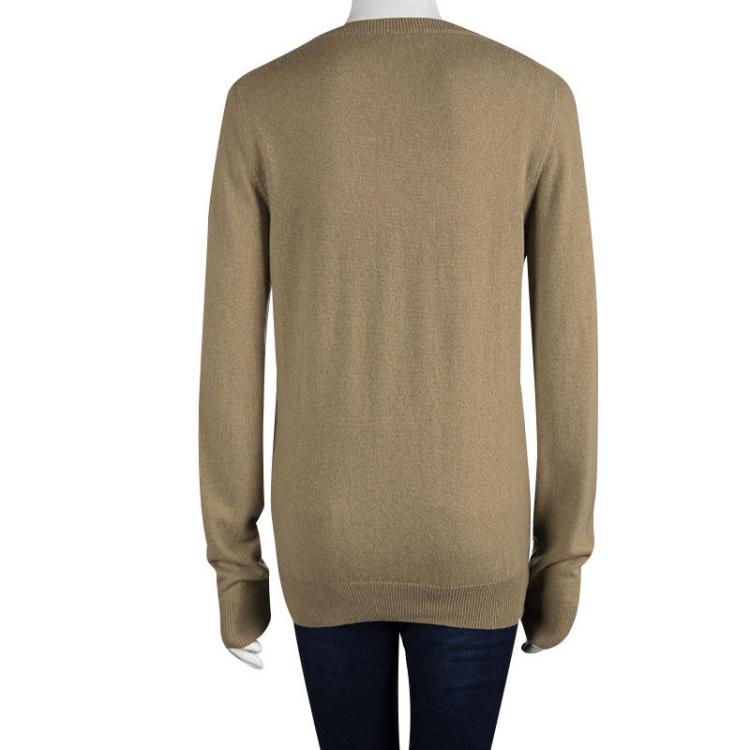 Pre Owned Dolce And Gabbana Brown Cashmere Embellished Sweater M