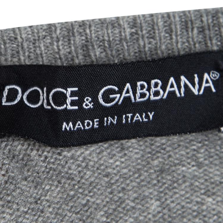 Pre Owned Dolce And Gabbana Grey Argyle Pattern Sweater M