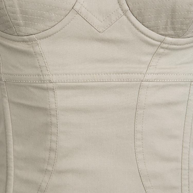 Pre Owned Dolce and Gabbana Beige Cotton Sleeveless Bustier Dress S