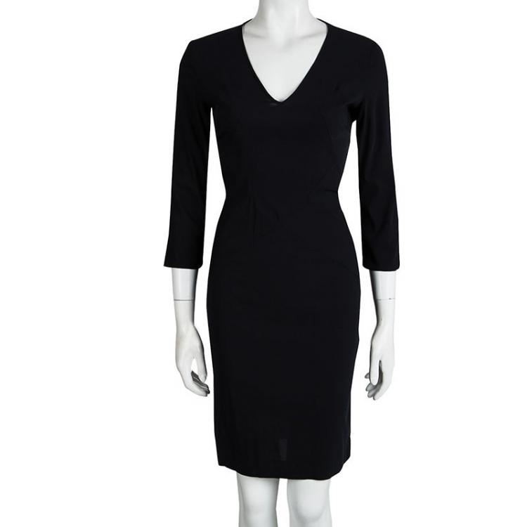 Pre Owned Dolce and Gabbana Black Knit Paneled Long Sleeve Dress M