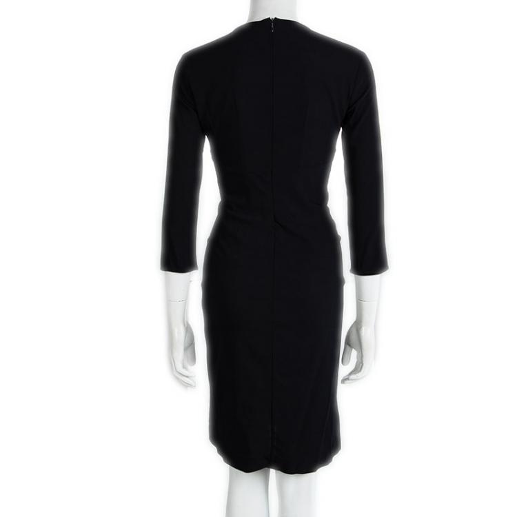 Pre Owned Dolce and Gabbana Black Knit Paneled Long Sleeve Dress M