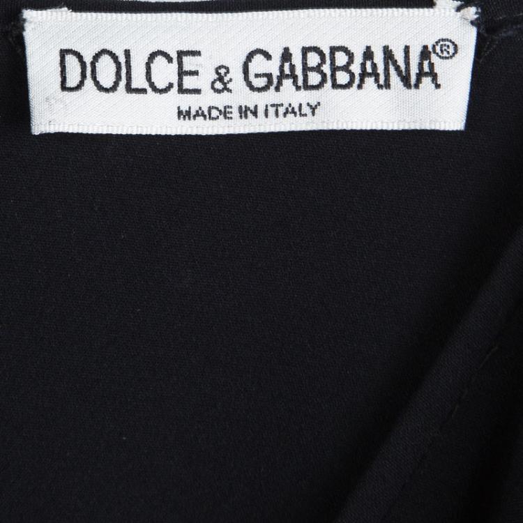 Pre Owned Dolce and Gabbana Black Knit Paneled Long Sleeve Dress M