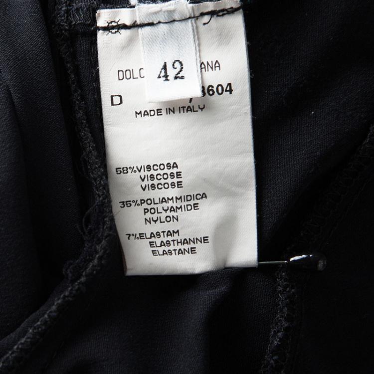 Pre Owned Dolce and Gabbana Black Knit Paneled Long Sleeve Dress M