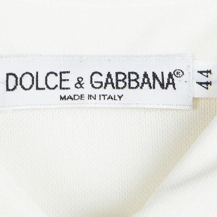 Pre Owned Dolce and Gabbana Cream Knit Double Layer Long Sleeve Shirt M