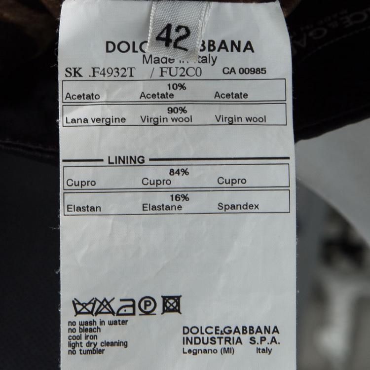 Pre Owned Dolce And Gabbana Black Wool Zip Detail Pencil Skirt M