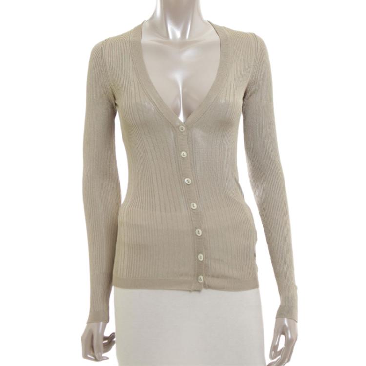 Pre Owned Dolce & Gabbana Beige Knit Cardigan S