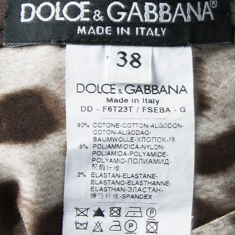 Pre Owned Dolce and Gabbana Leopard Printed Lace Trim Detail Dress S