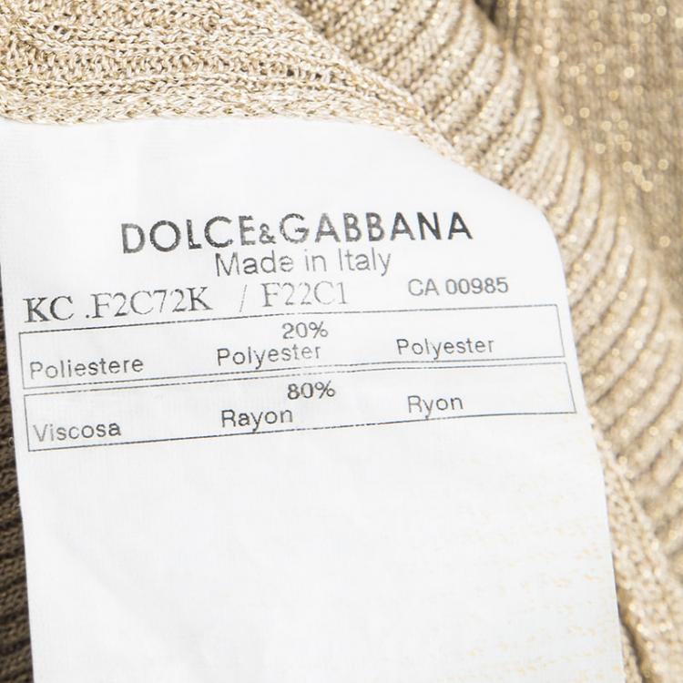 Pre Owned Dolce And Gabbana Beige Lurex Knit Embellished Button Cardigan M