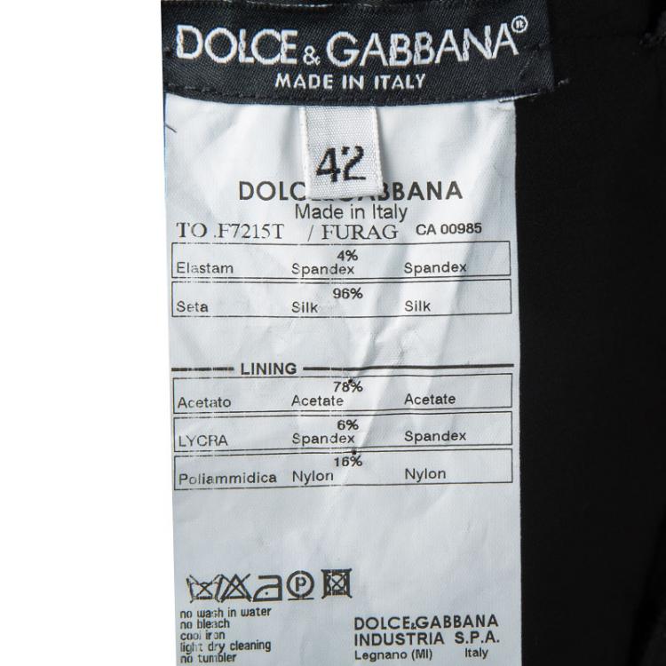 Pre Owned Dolce And Gabbana Black Silk Scallop Lace Detail Sleeveless Top M