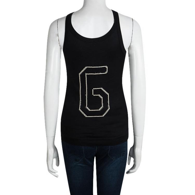 Pre Owned Dolce and Gabbana Black Embellished Sleeveless Tank Top M