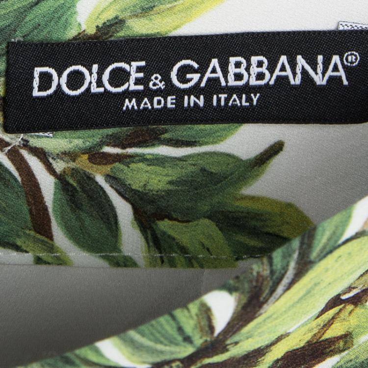 Pre Owned Dolce and Gabbana Off White Floral Printed Silk Midi Skirt L