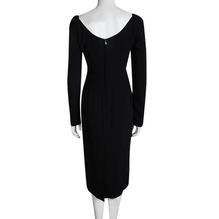 Pre Owned Dolce and Gabbana Black Long Sleeve Midi Dress M