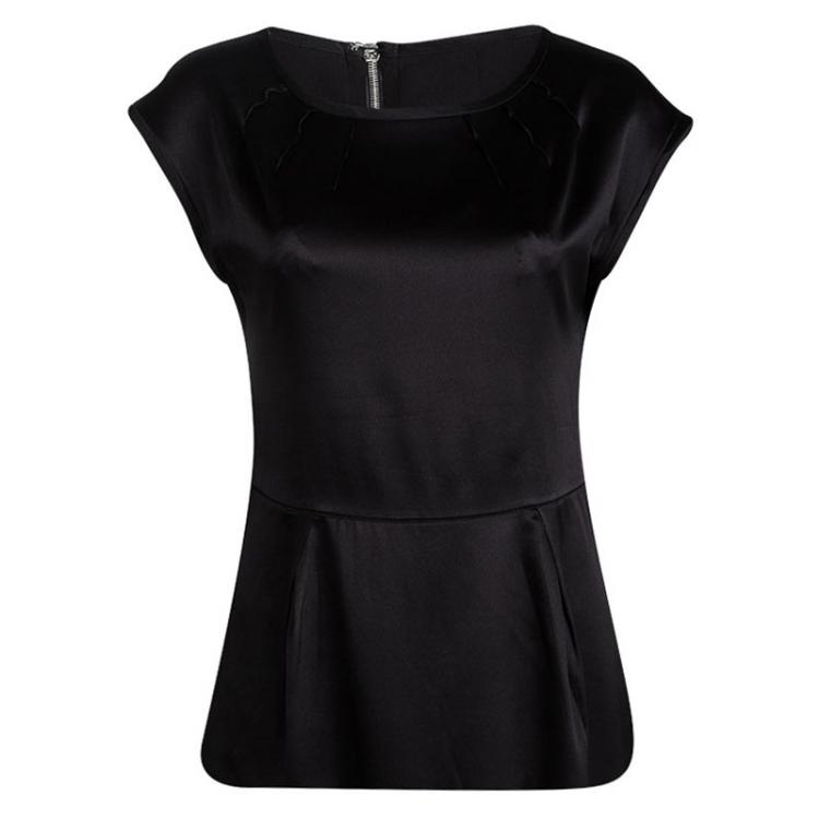 Pre Owned Dolce and Gabbana Black Silk Top S