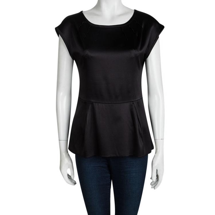 Pre Owned Dolce and Gabbana Black Silk Top S