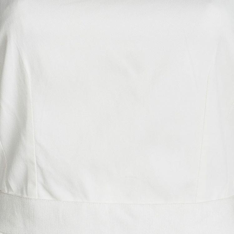 Pre Owned Dolce and Gabbana Cream Sleeveless Belted Dress M