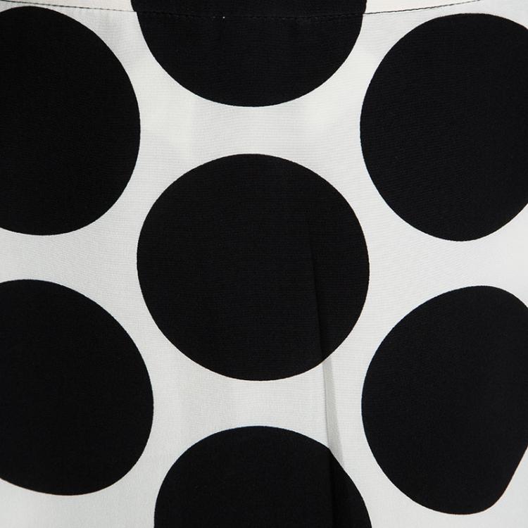 Pre Owned Dolce and Gabbana Monochrome Silk Polka Dot Mini Skirt M