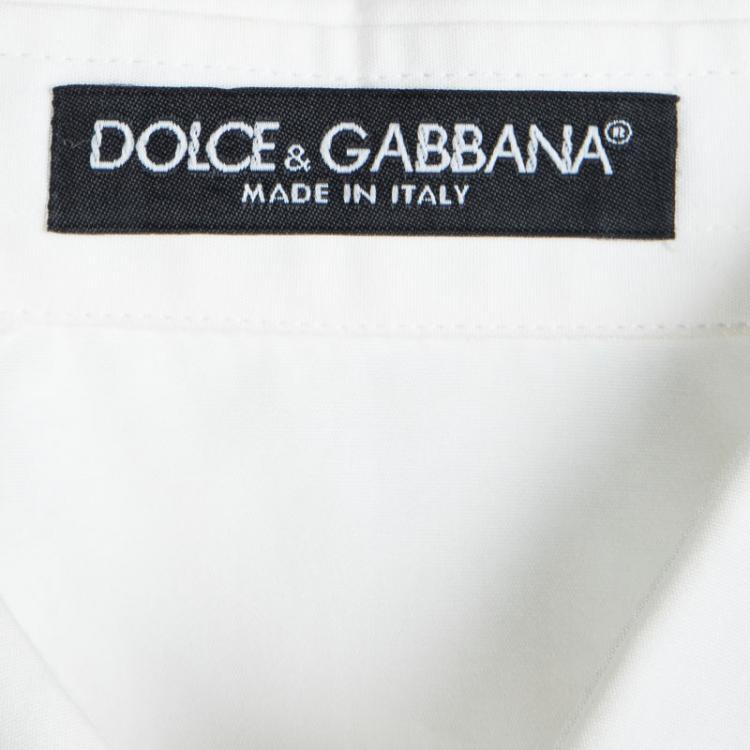 Pre Owned Dolce and Gabbana Off White Lace Frill Detail Long Sleeve Cropped Shirt S