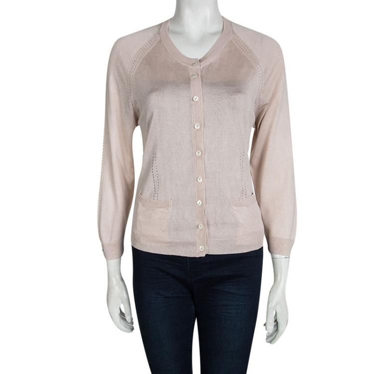 Pre Owned Dolce and Gabbana Blush Pink Long Sleeve Cardigan M