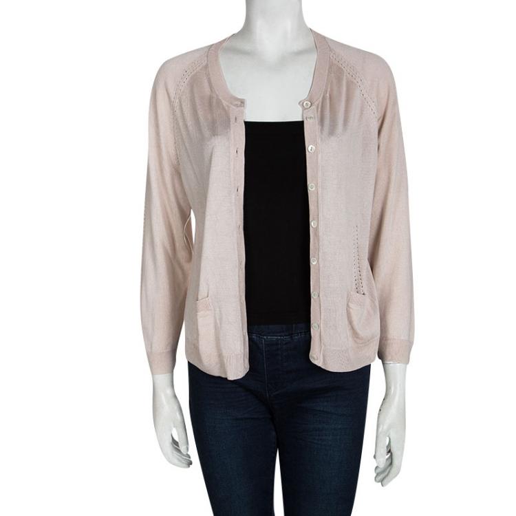 Pre Owned Dolce and Gabbana Blush Pink Long Sleeve Cardigan M