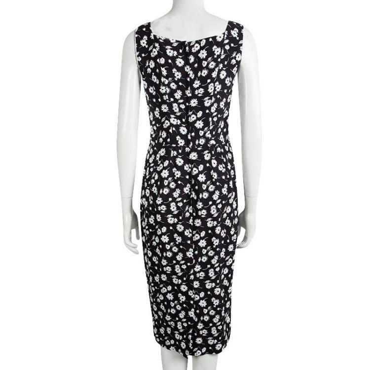 Pre Owned Dolce & Gabbana Black Floral Printed Sleeveless Dress M