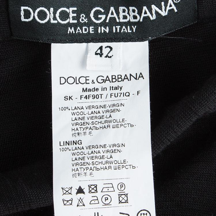 Pre Owned Dolce & Gabbana Black Knit Ruched Draped Skirt M