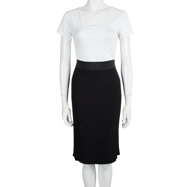 Pre Owned Dolce and Gabbana Black Pencil Skirt S