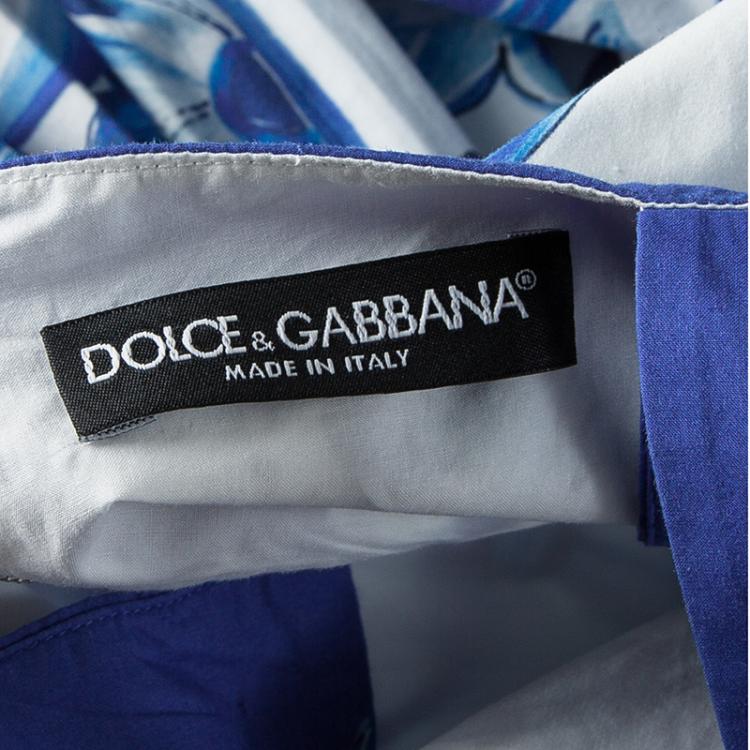 Pre Owned Dolce and Gabbana Majolica Print Square Neck Sleeveless Cotton Dress M