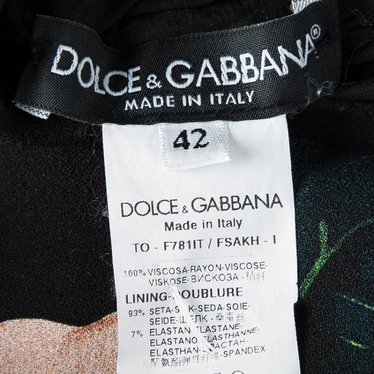 Pre Owned Dolce and Gabbana Black Floral Printed Sleeveless Peplum Top M