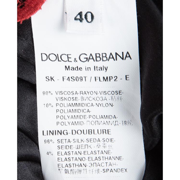 Pre Owned Dolce and Gabbana Red Lace Scalloped Bottom Skirt S