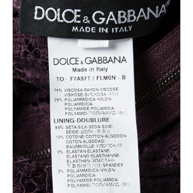 Pre Owned Dolce and Gabbana Burgundy Floral Lace Short Sleeve Top S