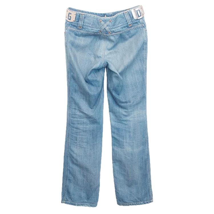 Pre Owned Dolce & Gabbana Blue Wide Leg Denim Jeans M